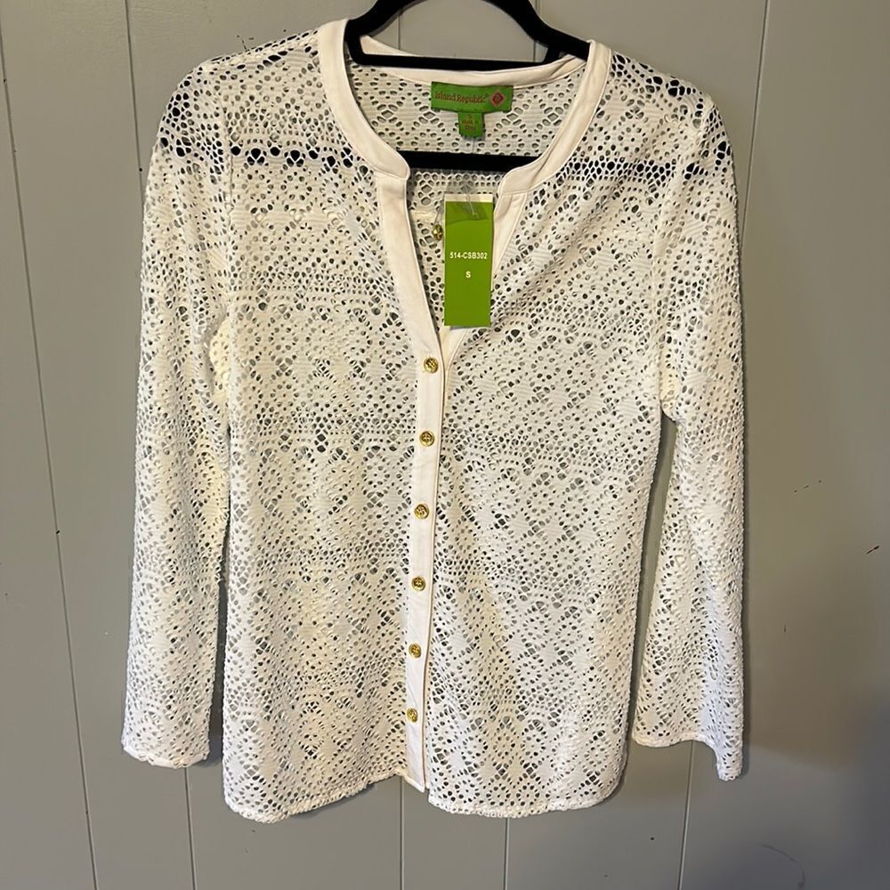 NWT Island Republic White Crochet Top Size Small